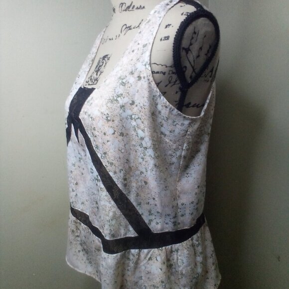 BCBG Generation Blouse Women S Sleeveless Lace Detail Lightweight Print Peach - Picture 8 of 15